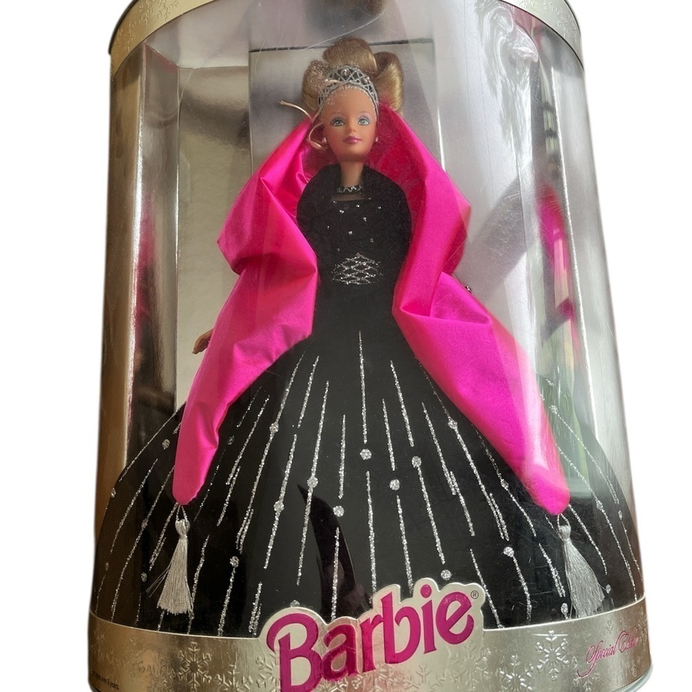 NIB Barbie Special Edition Holiday Doll 1996 Black and Pink Ballgown